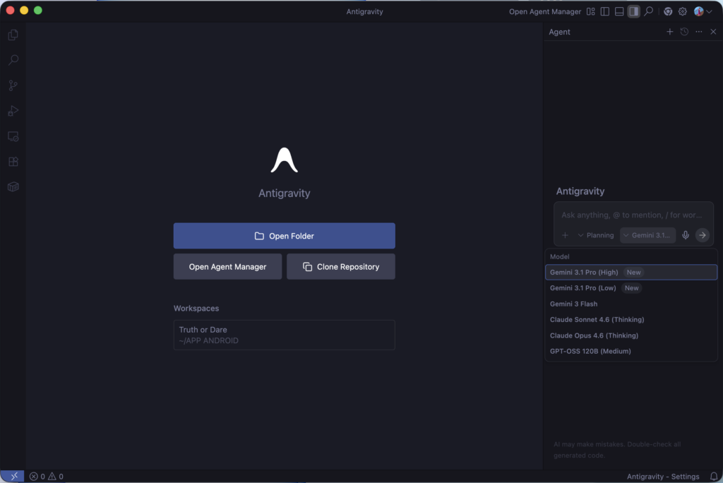 antigravity workspace